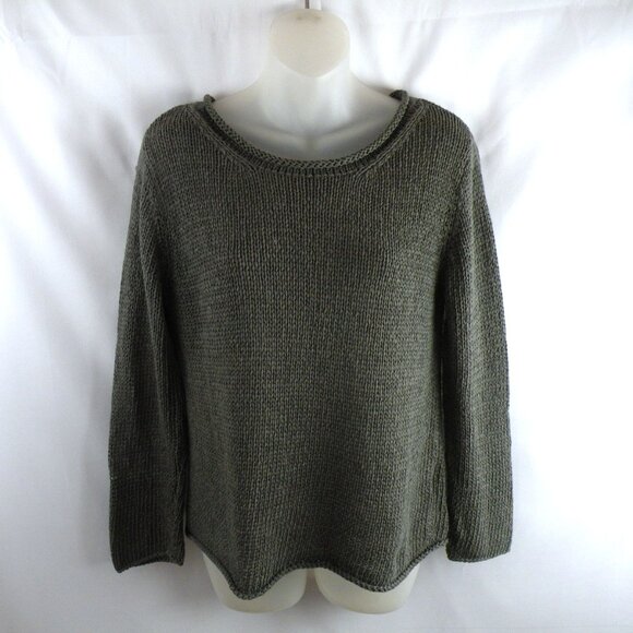 Eileen Fisher Knit Charcoal Gray Crew Neck Sweater Large - Picture 1 of 7